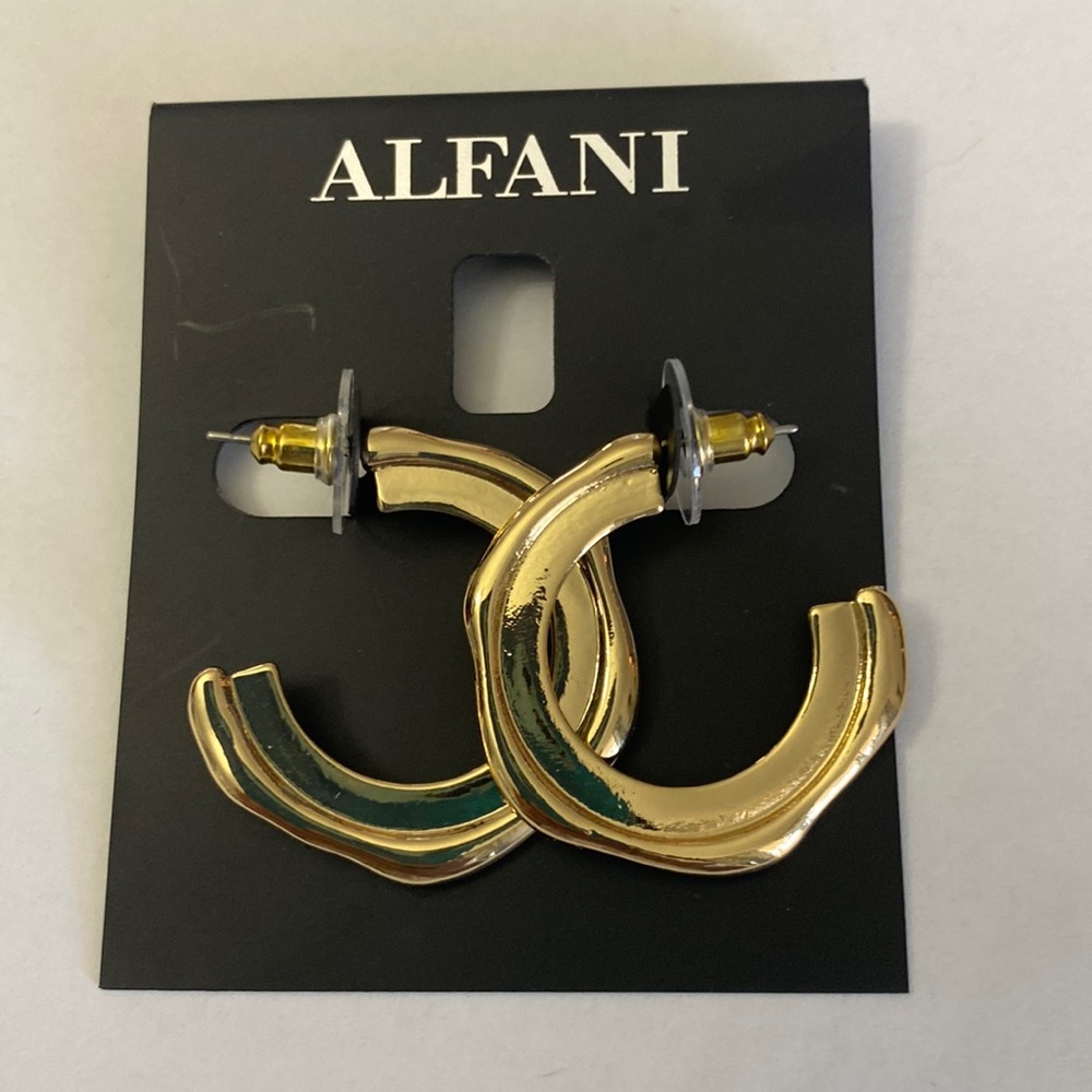 Alfani Gold-Tone Sculptural C-Hoop Earrings